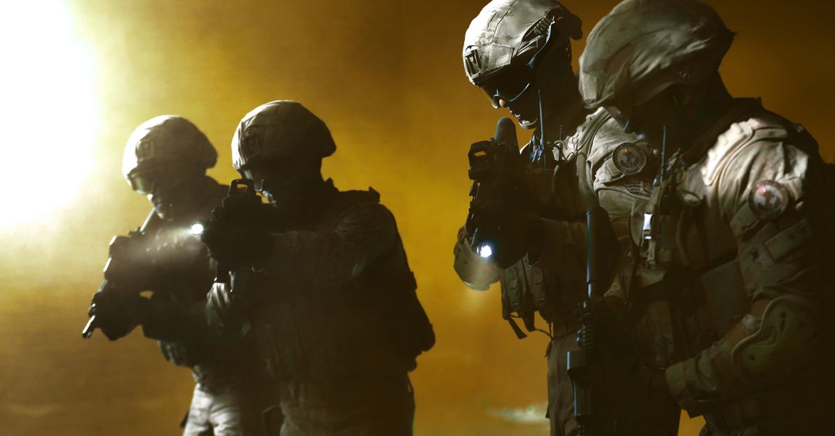 Operators moving through a tactical training mission